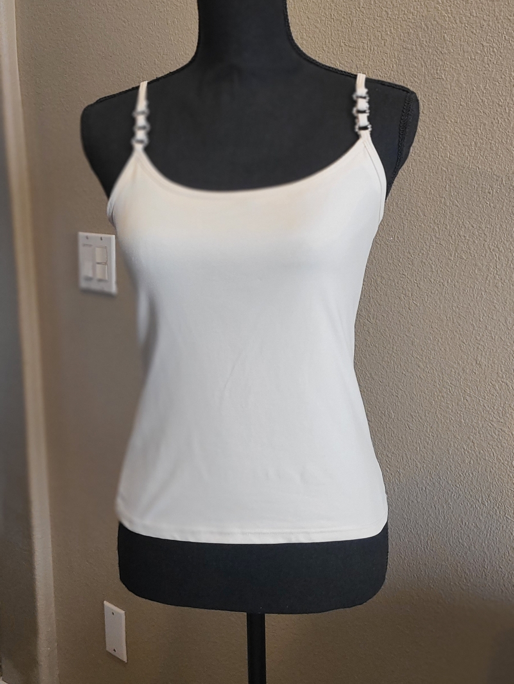 White House Black Market Off White Slim Stretch Camisole with Rhinstone Accents